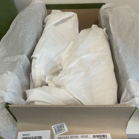 Gucci Rubber Sandal Mini Double GG Logo Slides Dusty White Strap - Picture 10 of 10